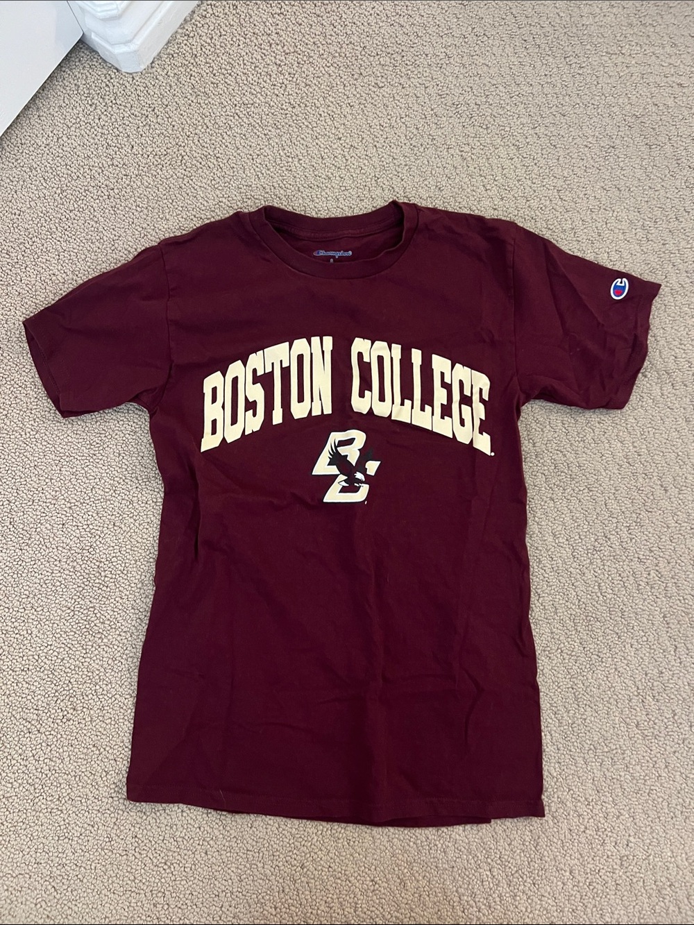 Champion Boston College Maroon Tee with Cream Logo